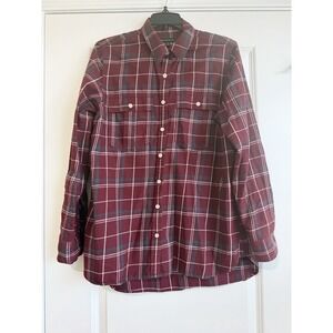 Banana Republic Men's Burgundy Plaid Long Sleeve Button Up Shirt Size Medium